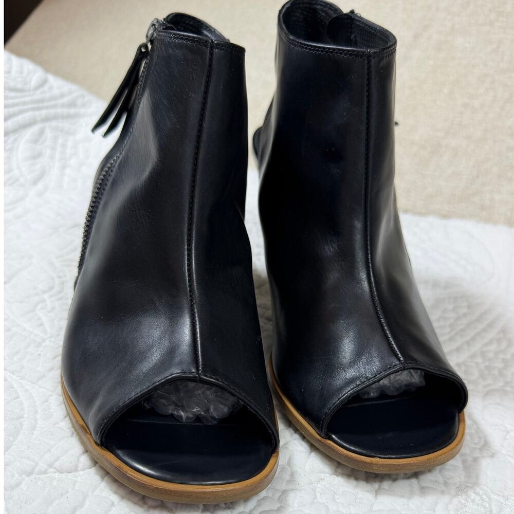 Paul Green Women's 7 Black Leather Heeled Sandal Slip On Dress Comfort Shoes - Picture 8 of 11